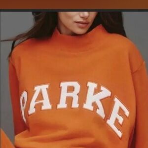 Parke amber varsity Crewneck mockneck with 'PARKE' Lettering